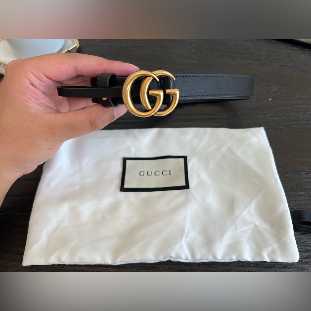 Gucci Black GG Belt, Size 90